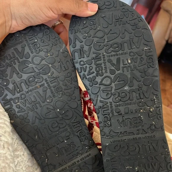 Women’s Braided Vines Island Wear Sandals Red & White US Sz 10 - Picture 2 of 5